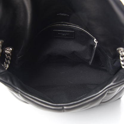 Saint Laurent Lambskin Quilted Medium Loulou Puffer Monogram Chain Satchel Black 5 of 11
