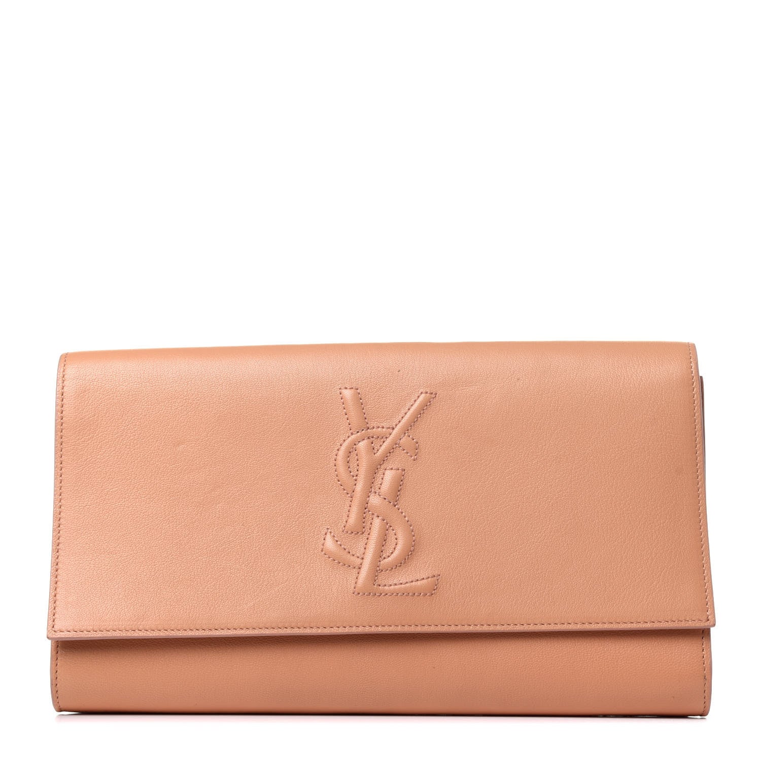 Saint Laurent Goatskin Monogram Large Belle De Jour Clutch Nude 1 of 10