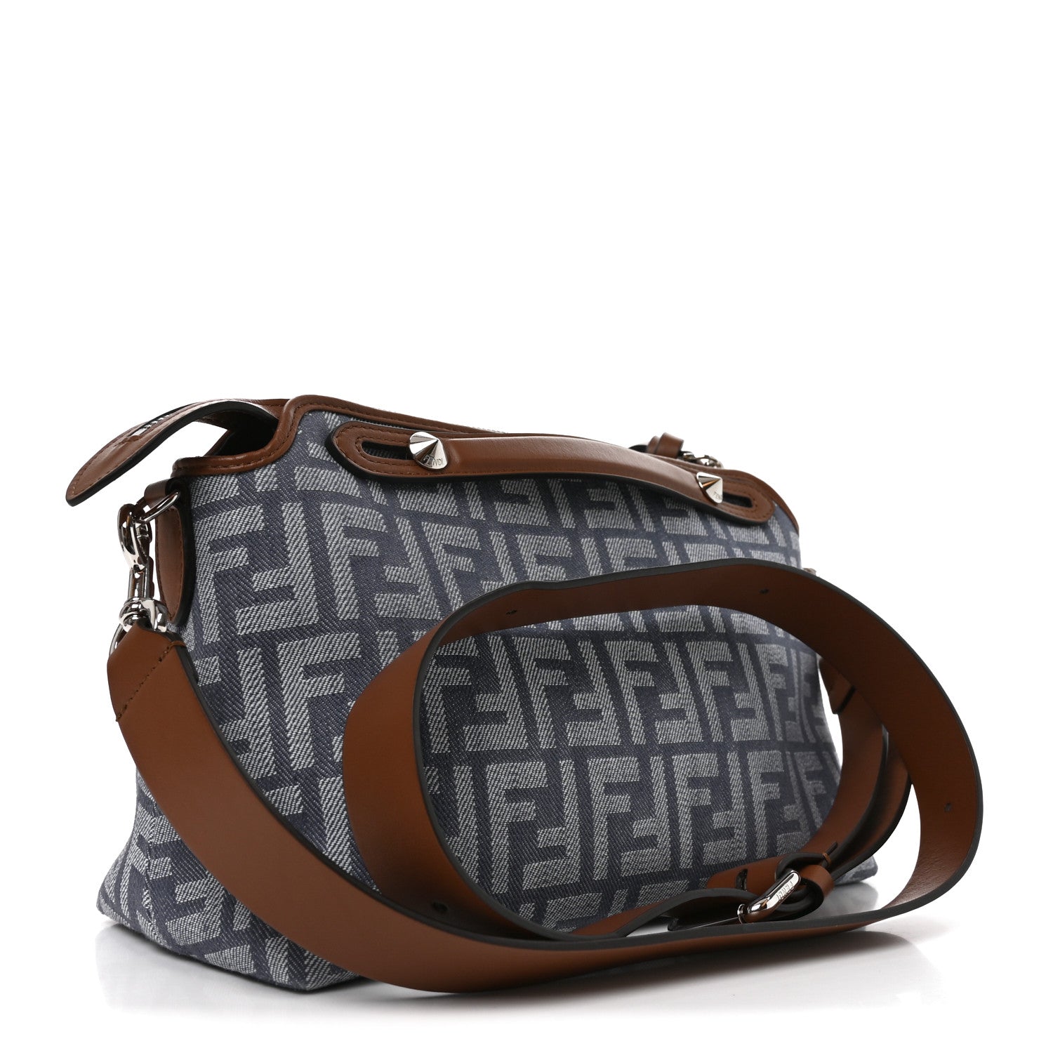 Fendi Denim Vitello Grace FF Mini By The Way Boston Bag  Blue 3 of 9