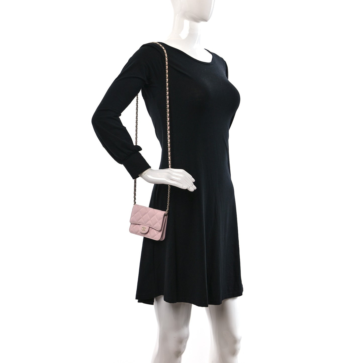 Caviar Quilted Mini Chain Bag Pink