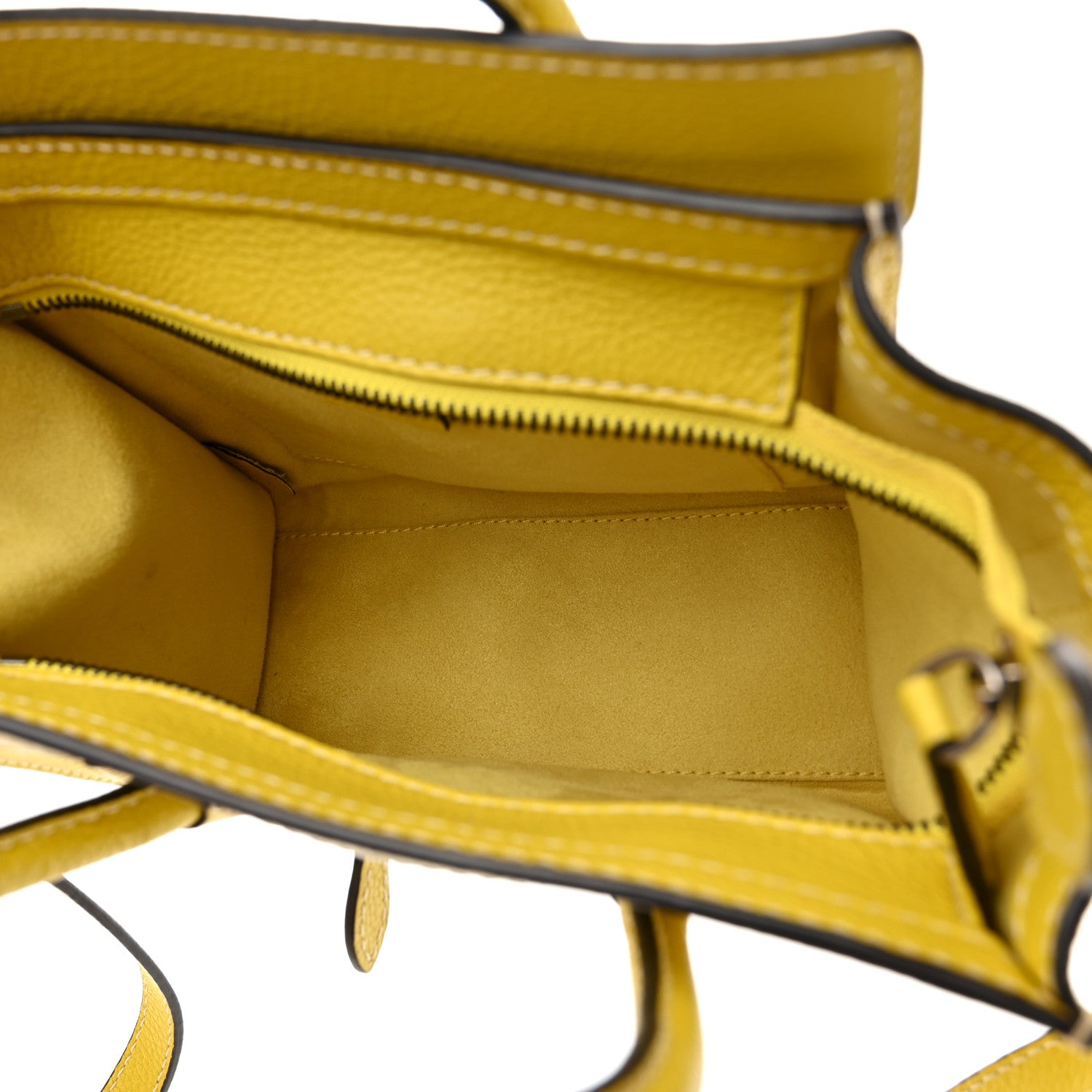 Celine Drummed Calfskin Nano Luggage Citron 5 of 13