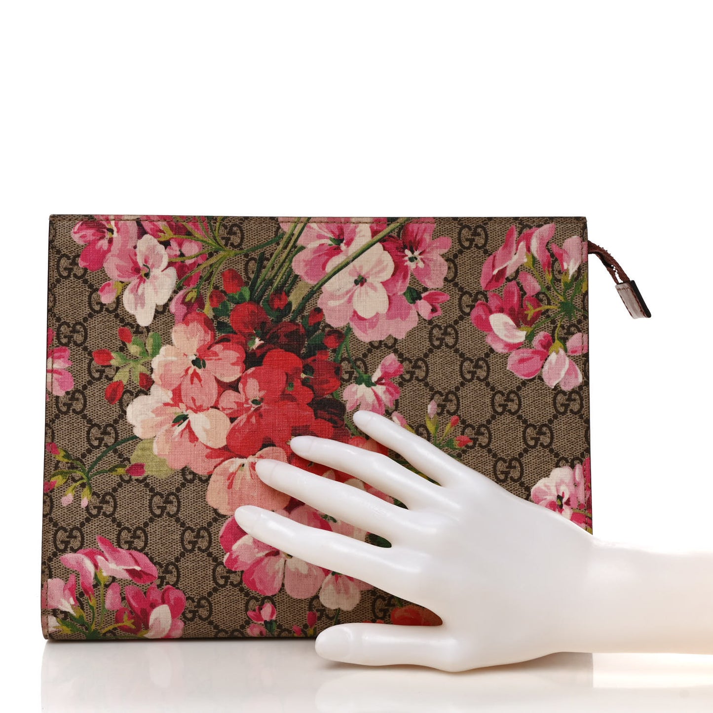 GG Supreme Monogram Blooms Large Cosmetic Case Beige Multicolor Dry Rose