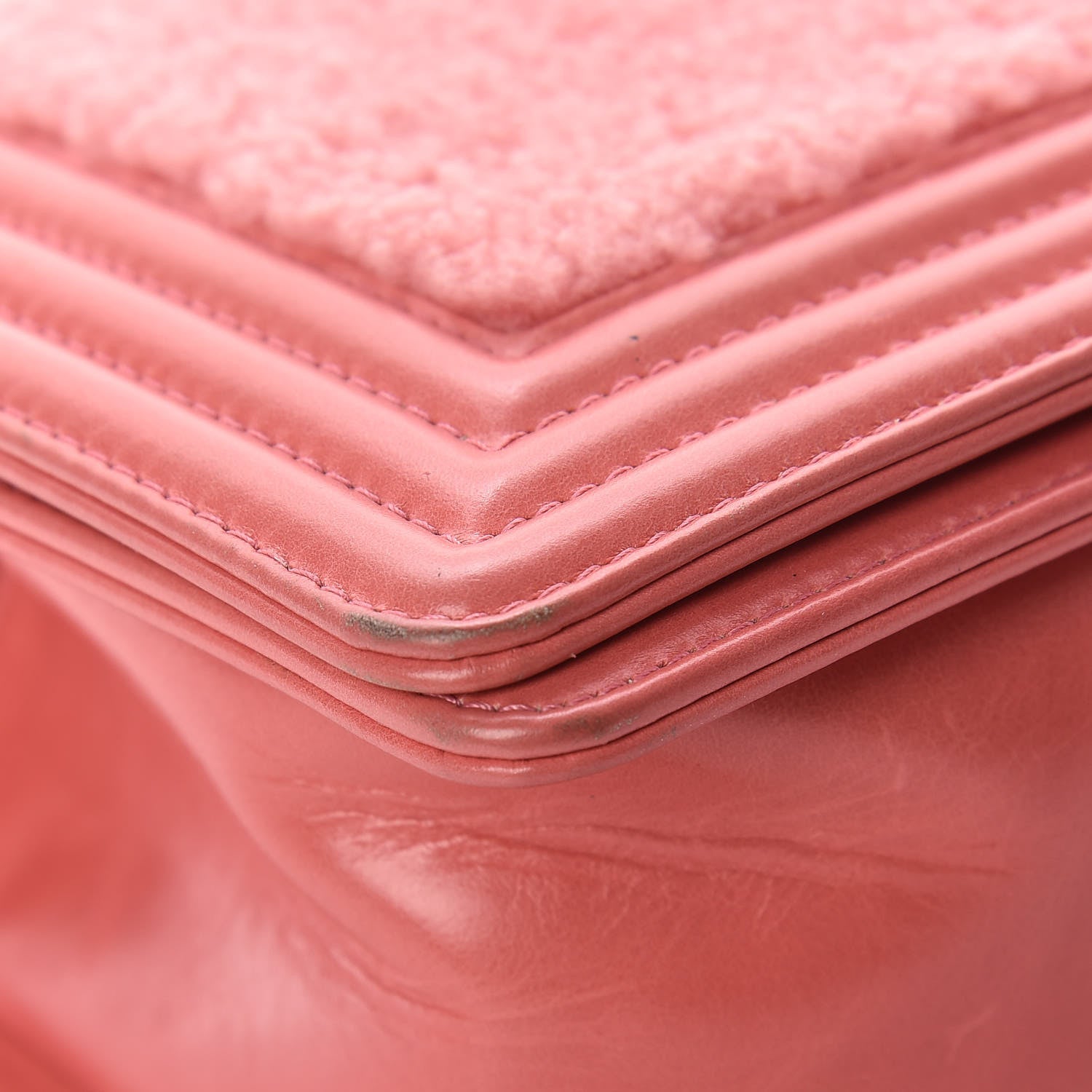 Chanel Shearling Sheepskin Medium Boy Flap Pink 13 of 19