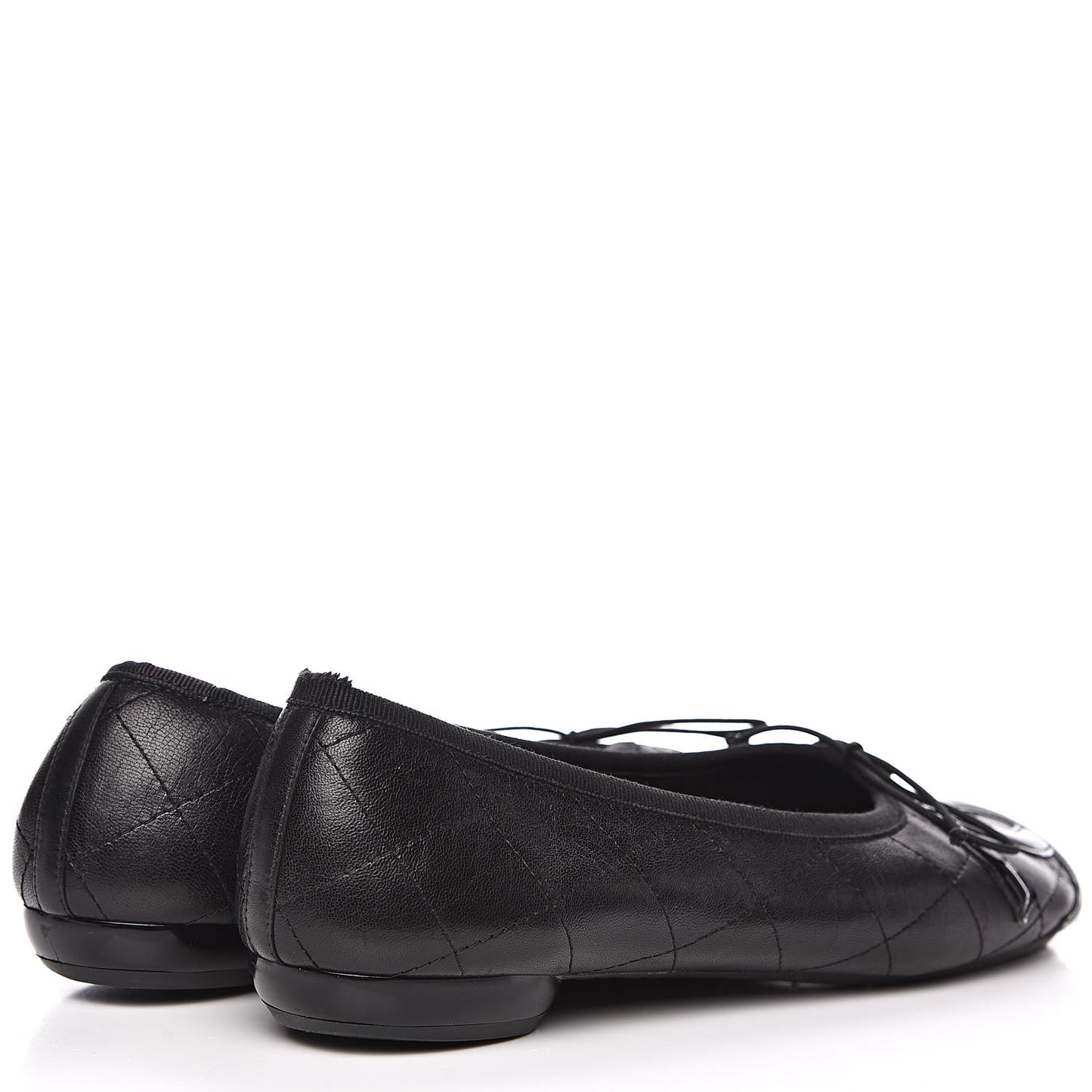 Lambskin Quilted Cambon Ballerina Flats 38 Black