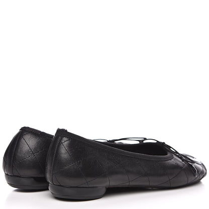 Chanel Lambskin Quilted Cambon Ballerina Flats 38 Black 4 of 11