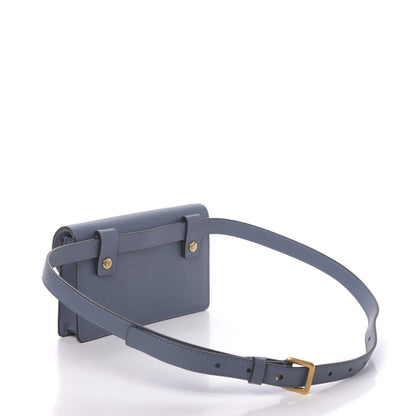 Christian Dior Grained Calfskin Saddle Belt Clutch Denim Blue 3 of 11