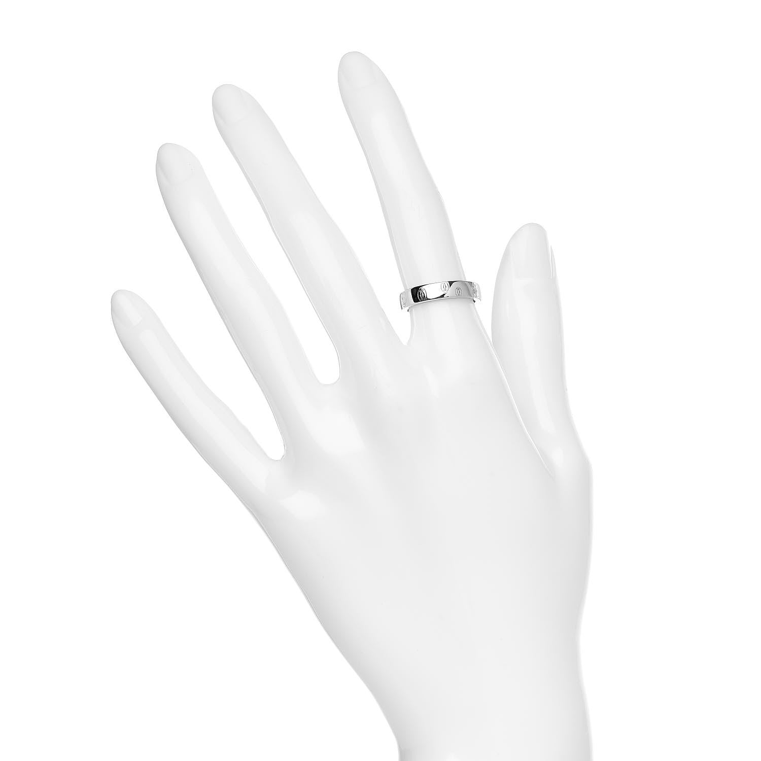 Cartier 18K White Gold 4mm Happy Birthday Band Ring 49 5 2 of 4