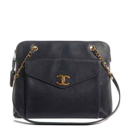 Chanel Caviar CC Shoulder Bag Navy Blue 1 of 9
