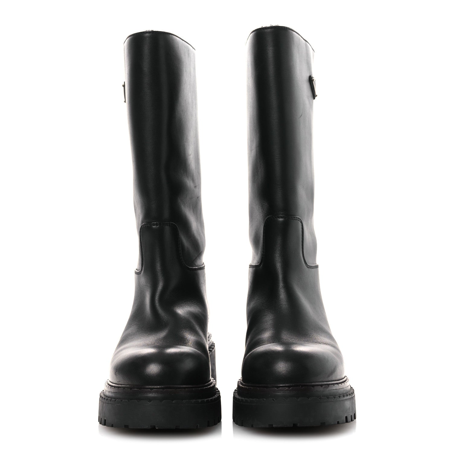 Prada Vitello Shearling Winter 2 Boots 39.5 Black 3 of 12