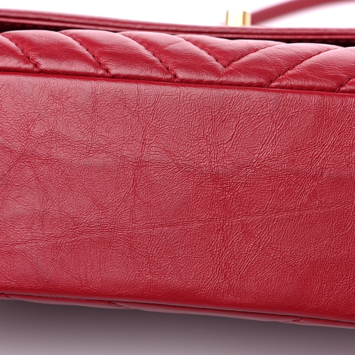 Chanel Calfskin Chevron Quilted Top Handle Flap Red 13 of 15
