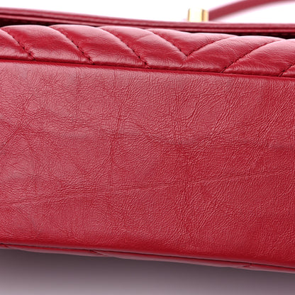 Chanel Calfskin Chevron Quilted Top Handle Flap Red 13 of 15