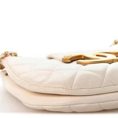 Chanel Lambskin Quilted Giant CC Shoulder Bag White 8 of 10