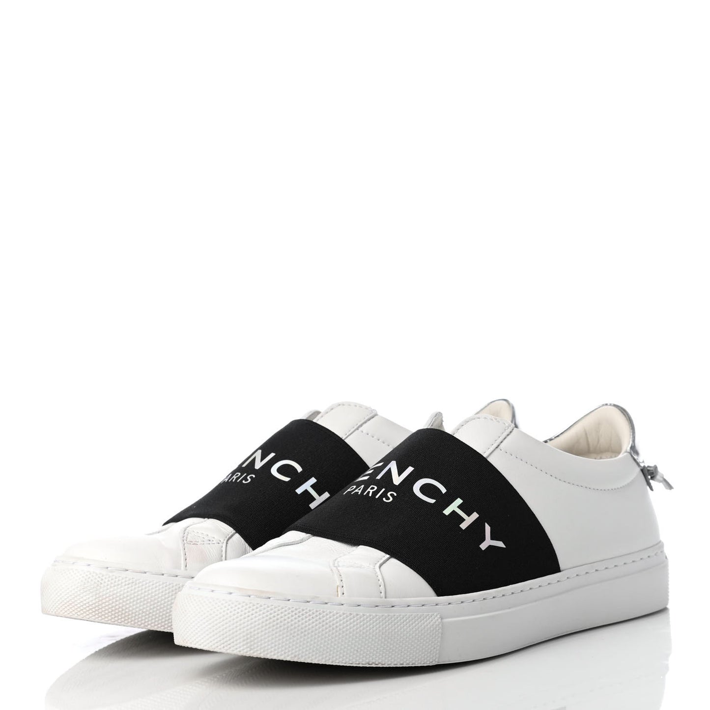 Calfskin Band Logo Womens Urban Street Sneakers 36 White Black