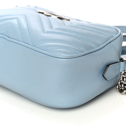 Gucci Calfskin Matelasse Small GG Marmont Chain Shoulder Bag Porcelain Light Blue 7 of 20