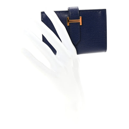Hermes Chevre Mysore Mini Bearn Wallet Bleu Saphir 2 of 7