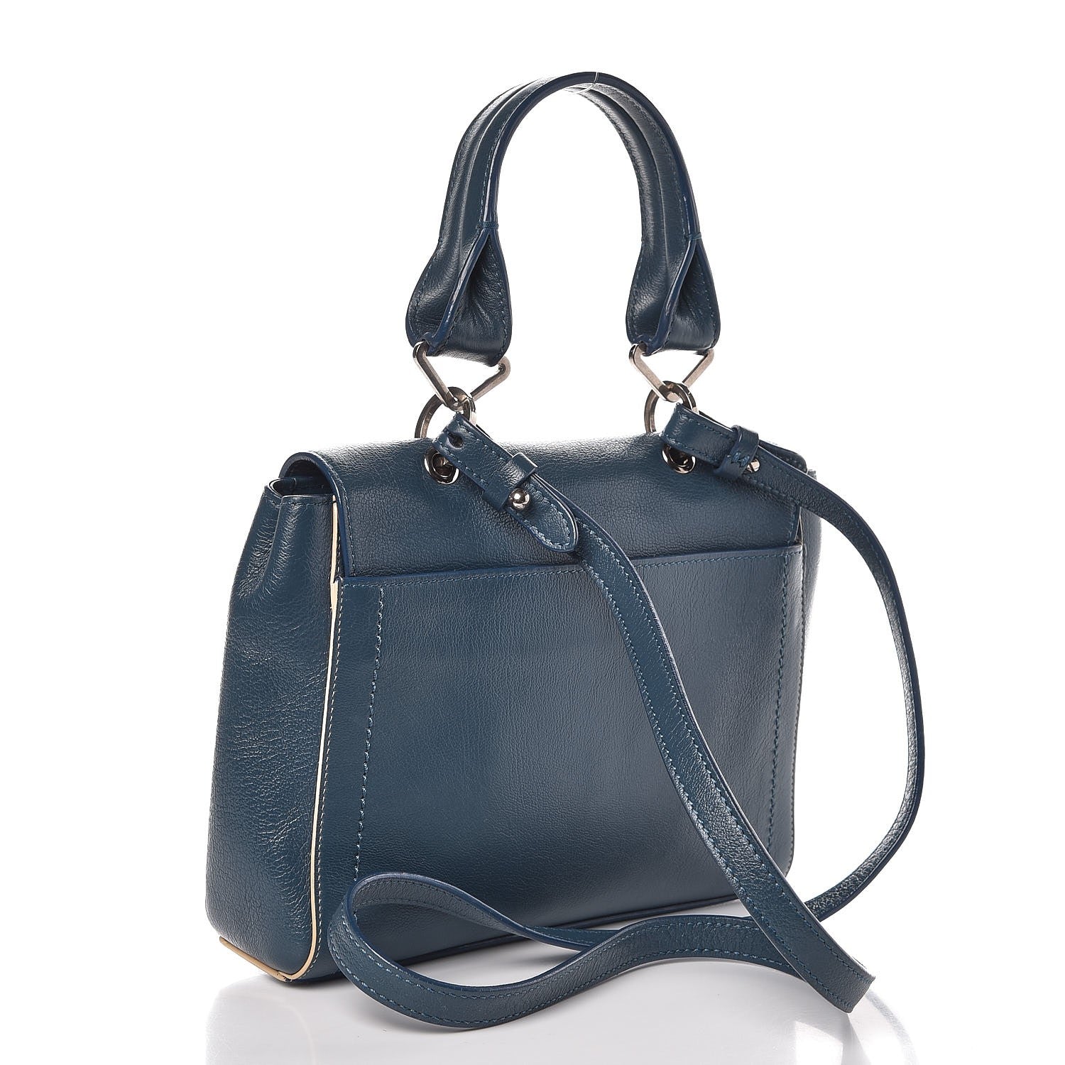 Marc Jacobs Glazed Calfskin Mini 1984 Top Handle Satchel Bag Nautical Blue 3 of 7