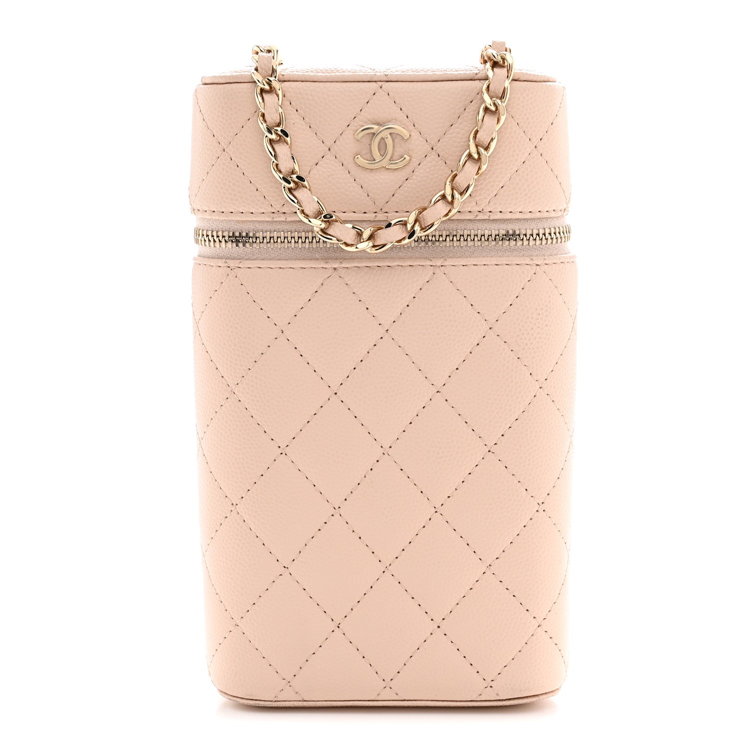 Chanel Caviar Quilted Phone Holder With Chain Light Pink 1 of 11