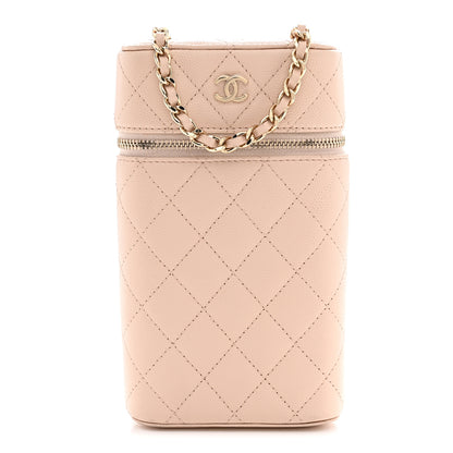 Chanel Caviar Quilted Phone Holder With Chain Light Pink 1 of 11