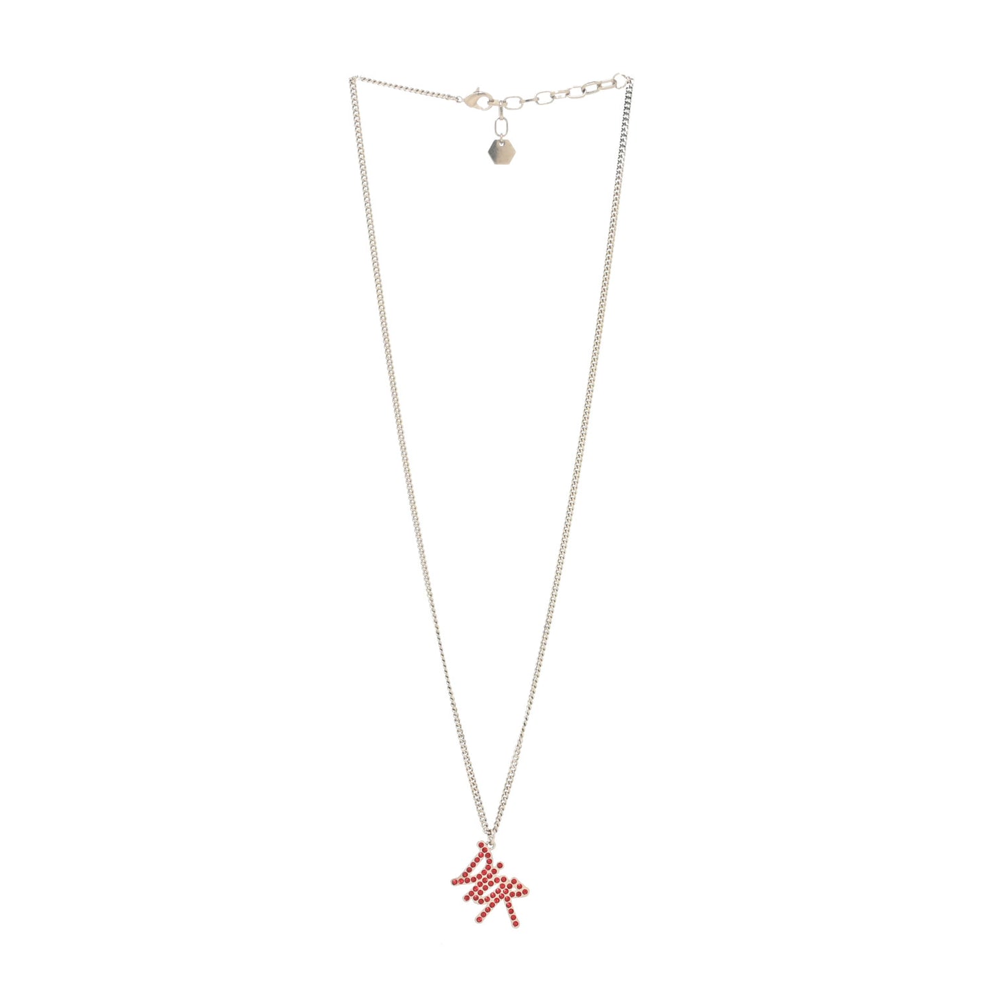 X SHAWN STUSSY Crystal Logo Pendant Necklace Red