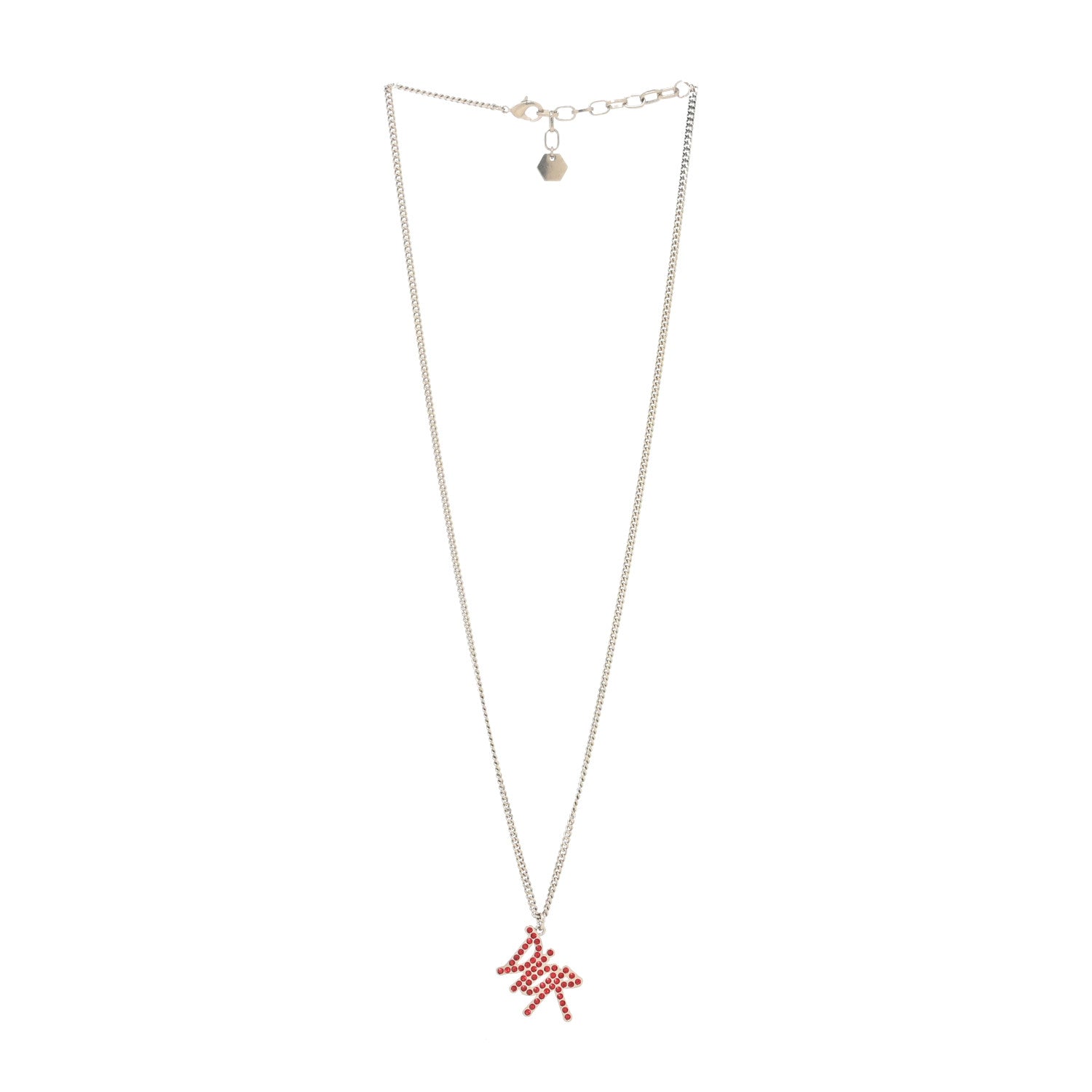 Christian Dior X SHAWN STUSSY Crystal Logo Pendant Necklace Red 2 of 3