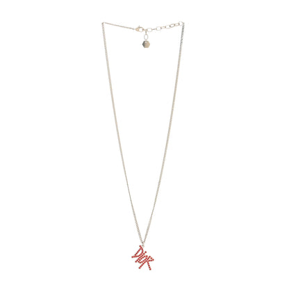 Christian Dior X SHAWN STUSSY Crystal Logo Pendant Necklace Red 2 of 3