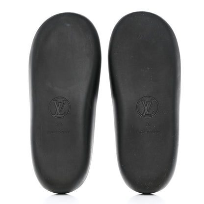 Louis Vuitton Calfskin Logo Sunbath Slide Sandals 38 Black 5 of 8