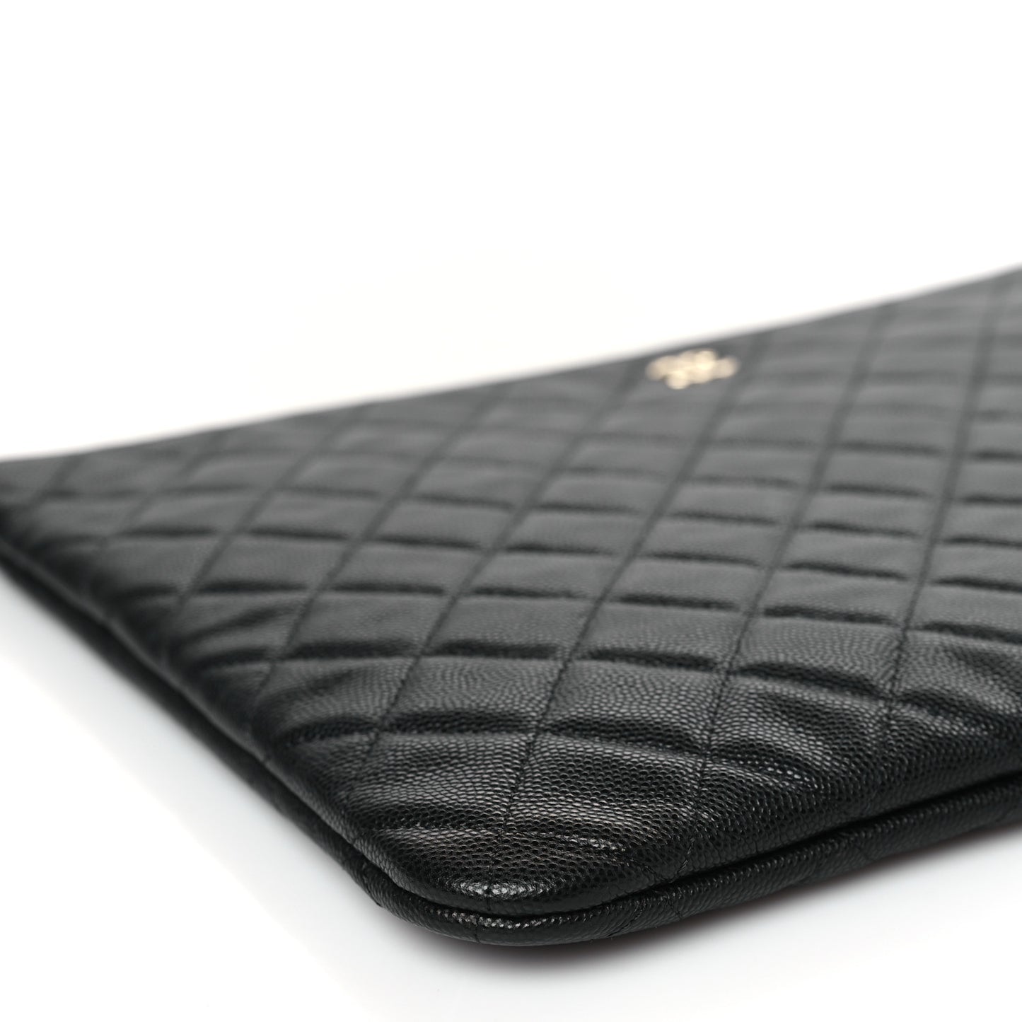 Caviar Quilted Large Cosmetic Case Black