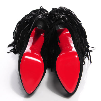 Christian Louboutin Suede Interlopa 165 Fringed Knee Boots 38.5 Black 5 of 6