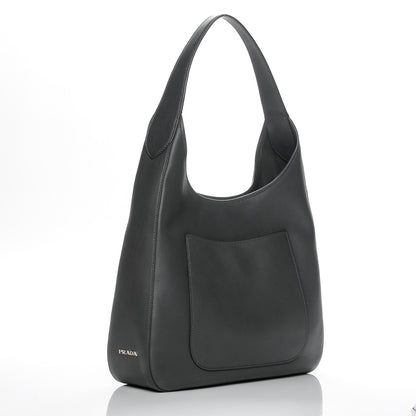 Prada Vitello Corsica Pocket Hobo Bag Mercurio 3 of 8