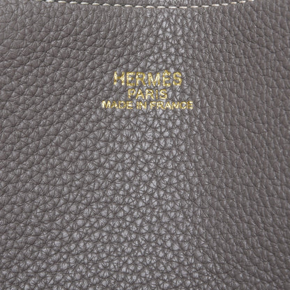 Hermes Taurillon Clemence Double Sens 45 Reversible Tote Etoupe Etain 10 of 11