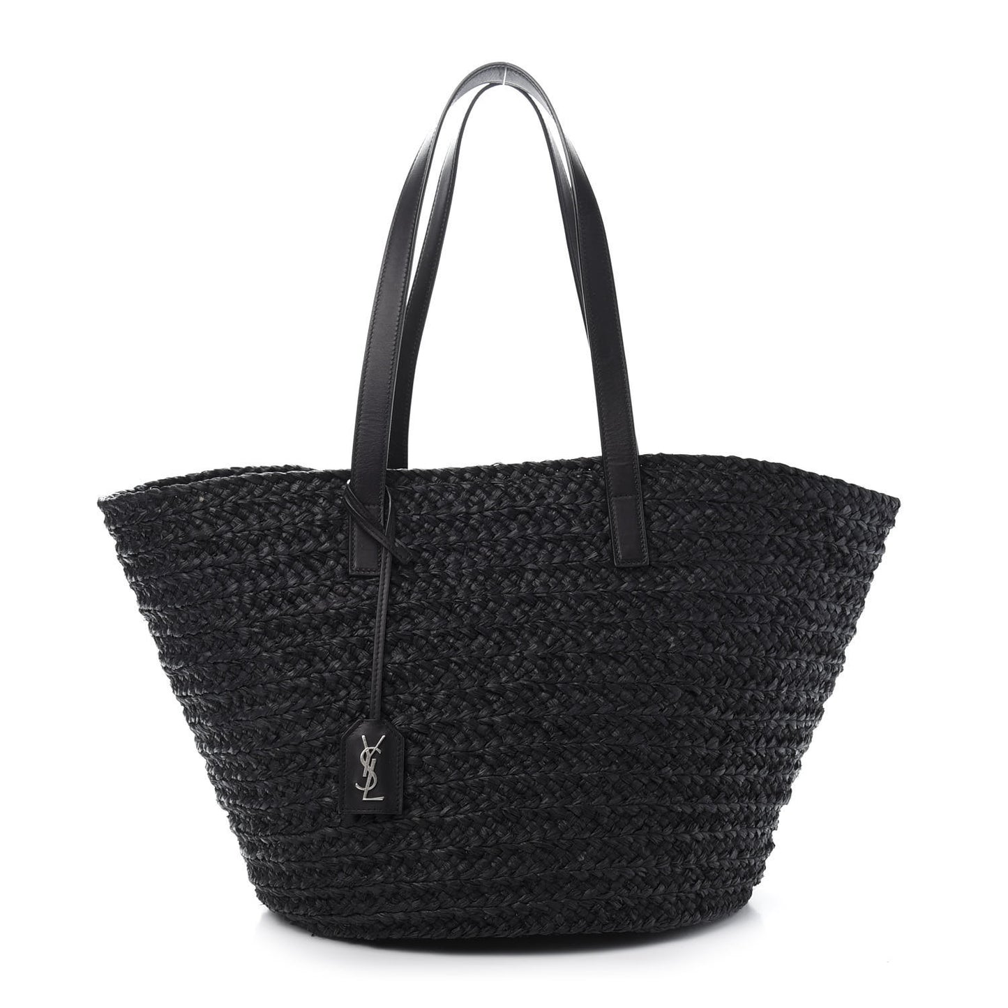 Raffia Medium Panier Bag Black