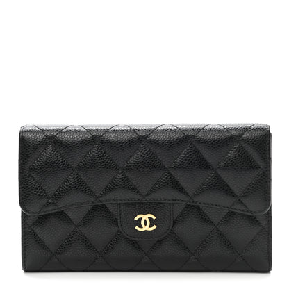 Chanel Caviar Quilted Long Flap Wallet Black 1 of 10
