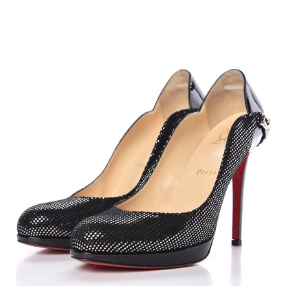 Christian Louboutin Patent Suede Square Doremi 120 Pumps 38 Platine 3 of 11