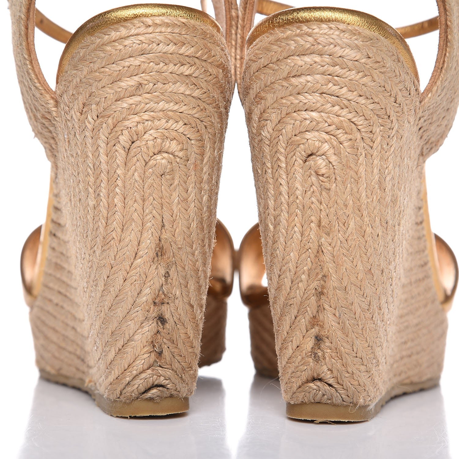Gucci Nappa Silk Horsebit Espadrille Wedge Sandals 36 New Oro Rutenio 5 of 15