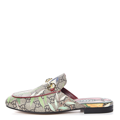Gucci GG Supreme Monogram Tian Womens Princetown Slippers 34 Beige Ebony Multicolor 1 of 9