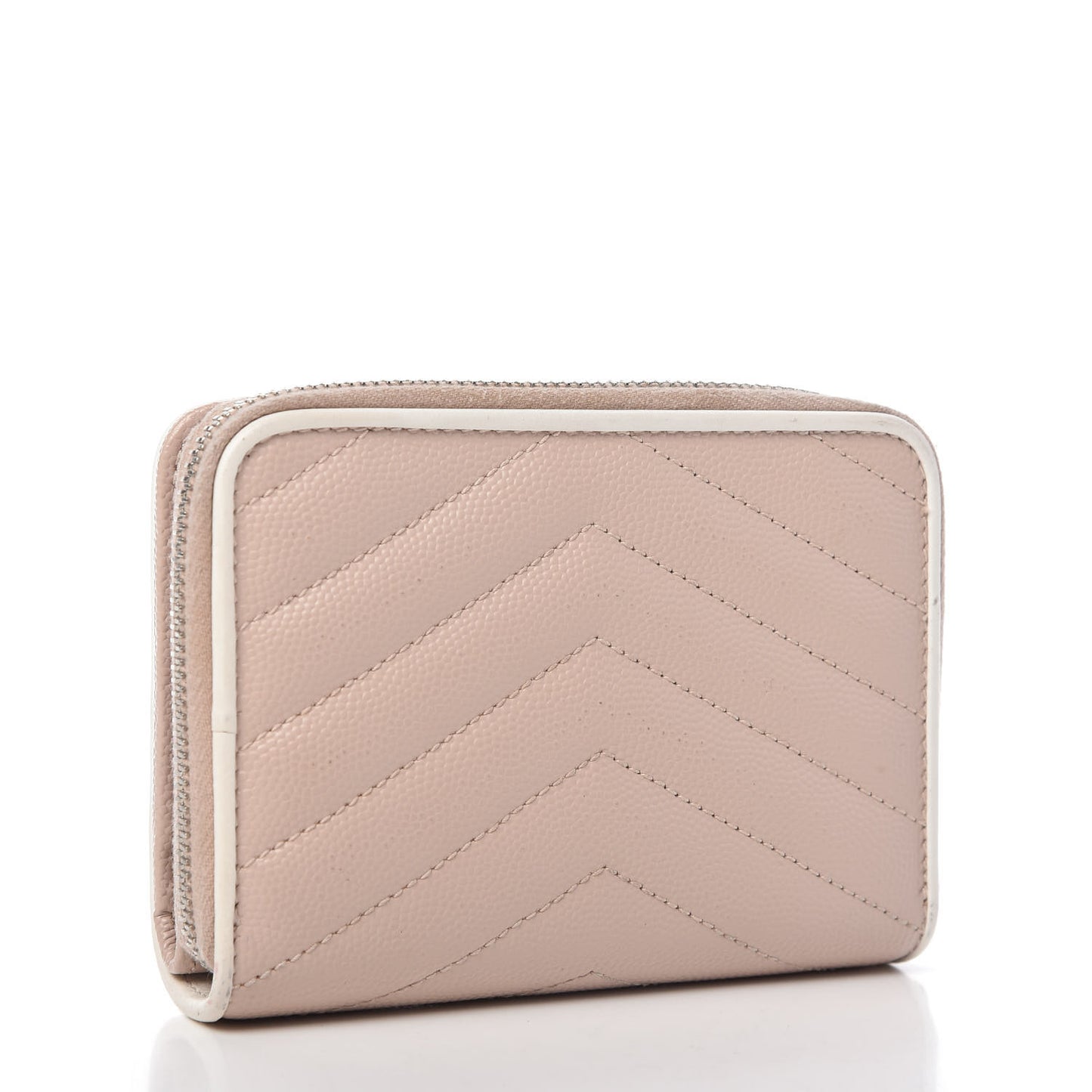 Grain De Poudre Matelasse Monogram Compact Zip Around Wallet Pale Pink
