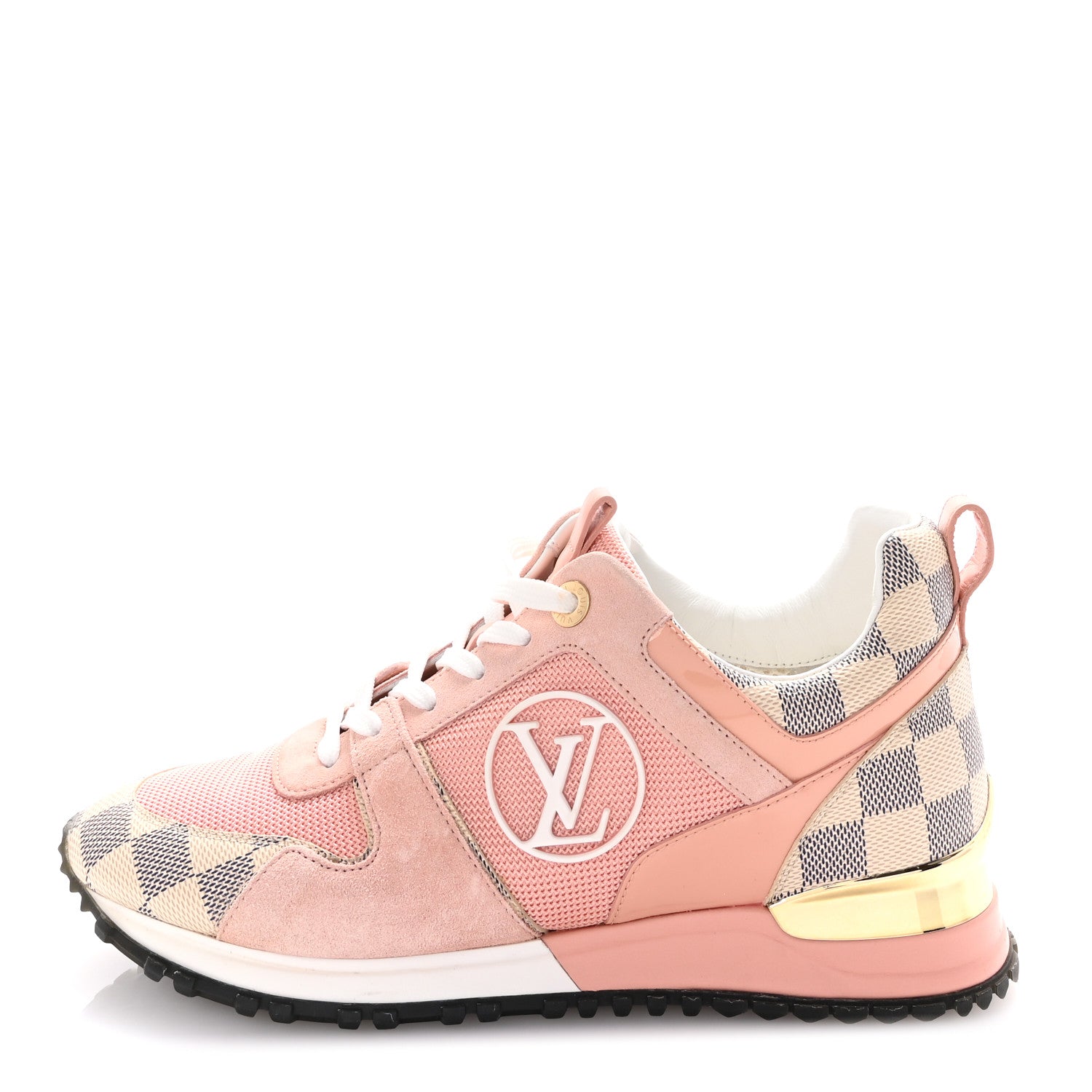 Louis Vuitton Suede Damier Azur Run Away Sneakers 37 Pink 1 of 9