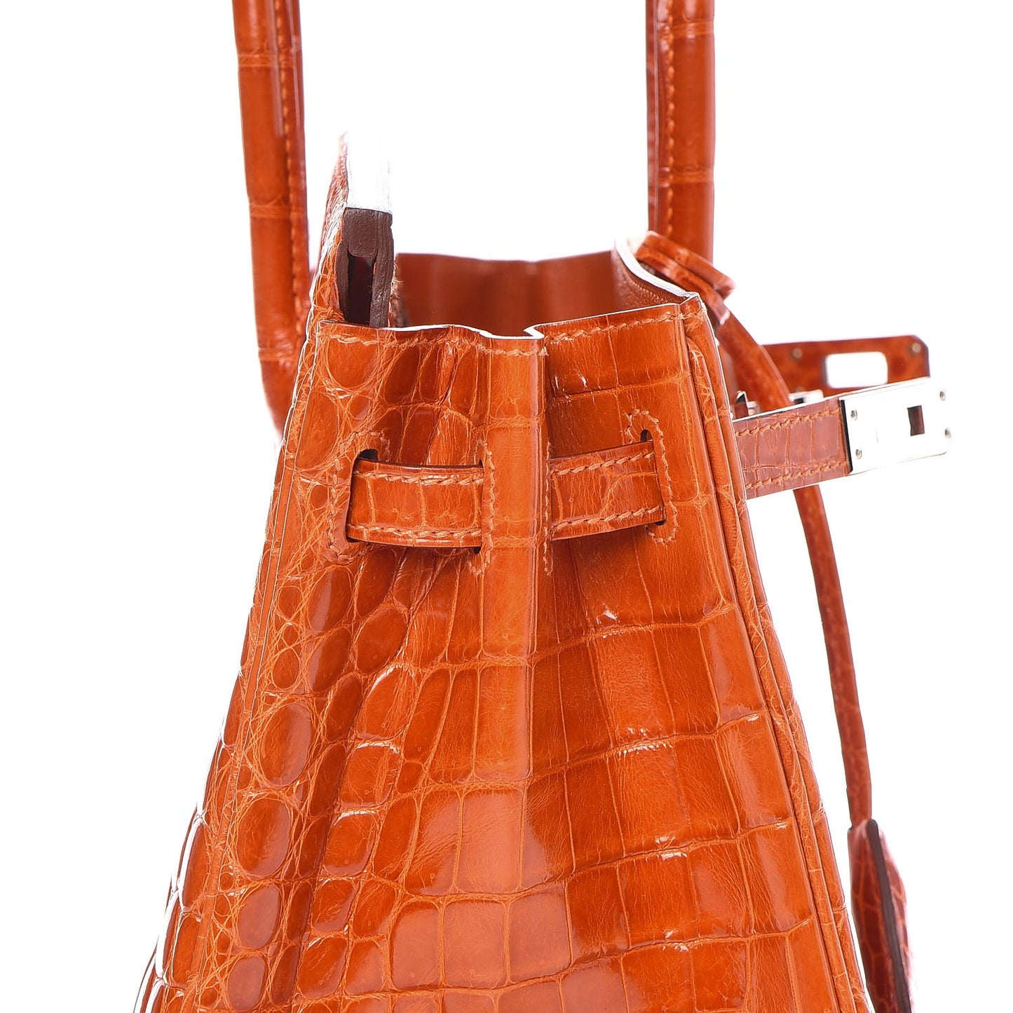 Shiny Niloticus Crocodile Birkin 25 Orange