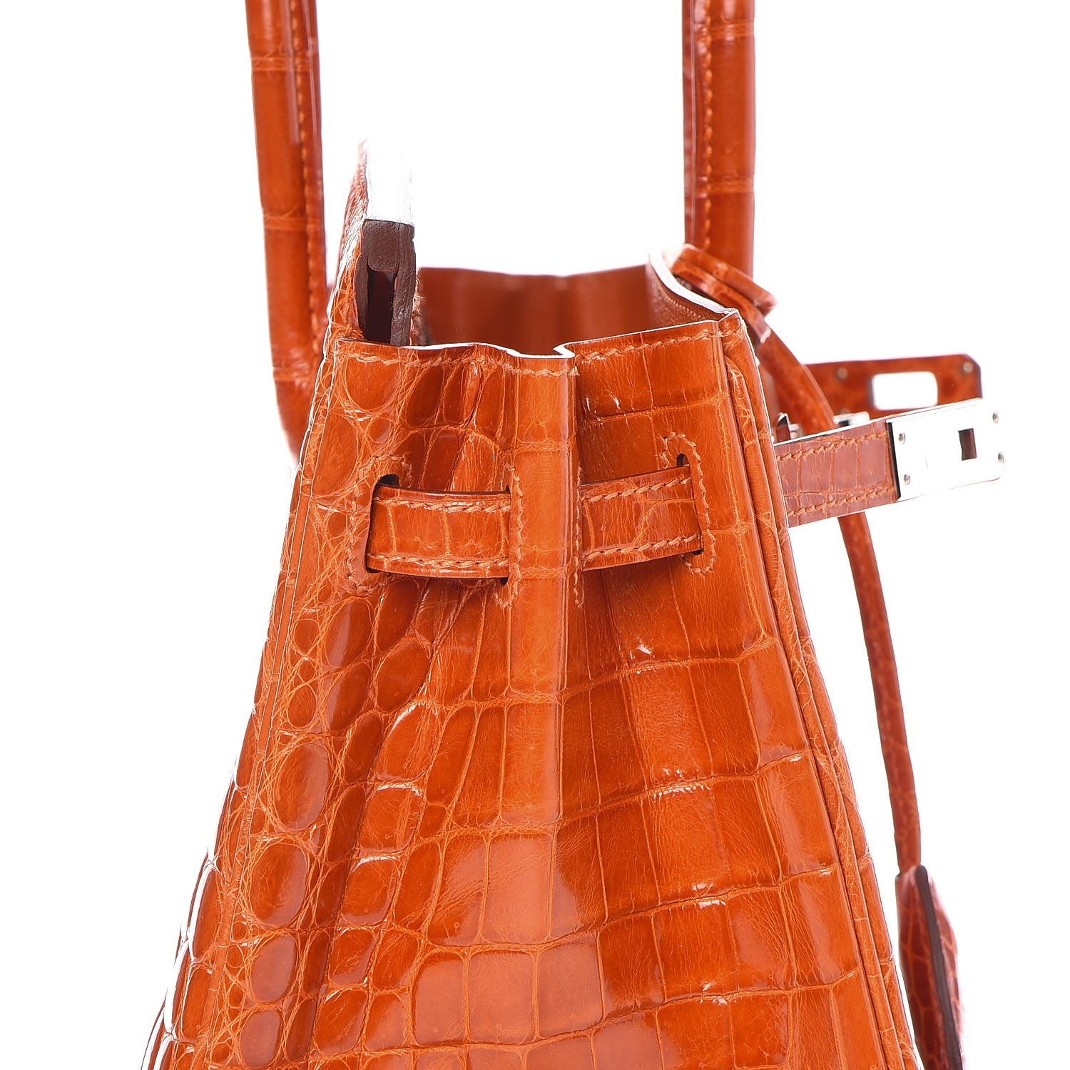 Hermes Shiny Niloticus Crocodile Birkin 25 Orange 27 of 30