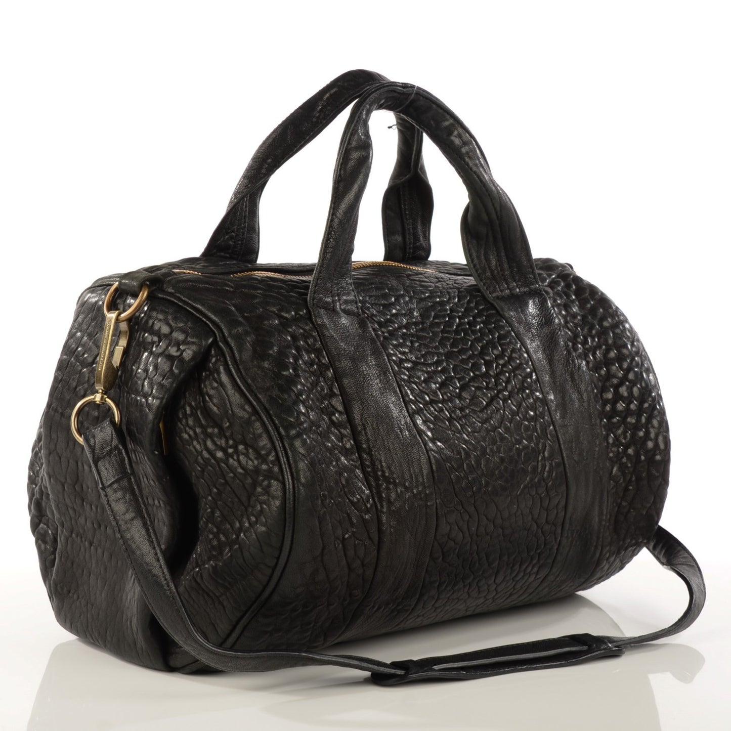 Pebbled Lambskin Rocco Black Antique Brass Hardware