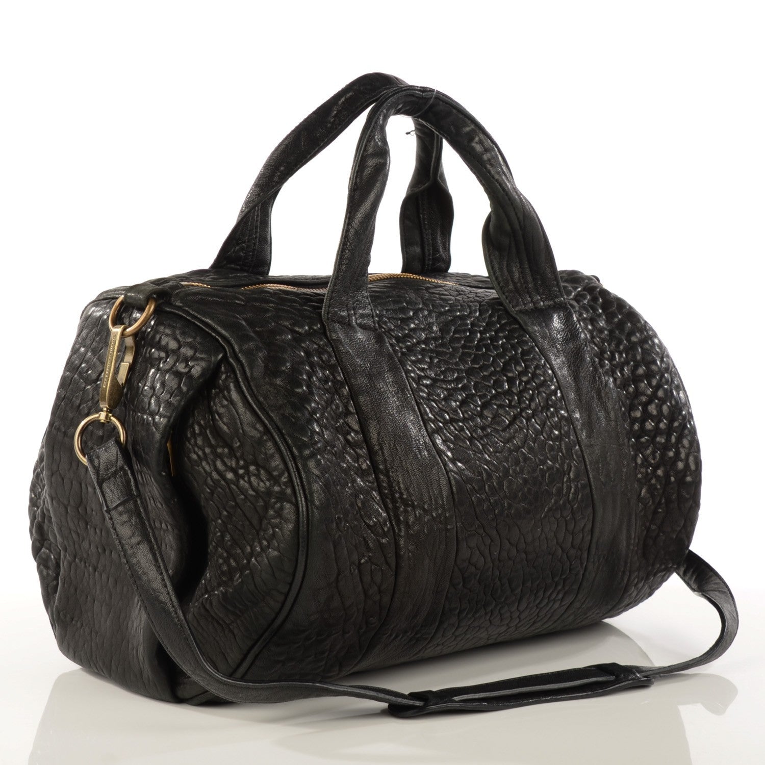 Alexander Wang Pebbled Lambskin Rocco Black Antique Brass Hardware 3 of 9