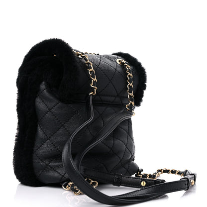 Chanel Lambskin Shearling Quilted CC Backpack Black 3 of 10