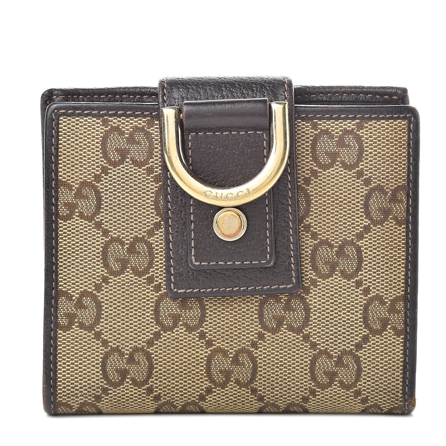 Monogram D Ring Compact Wallet Dark Brown