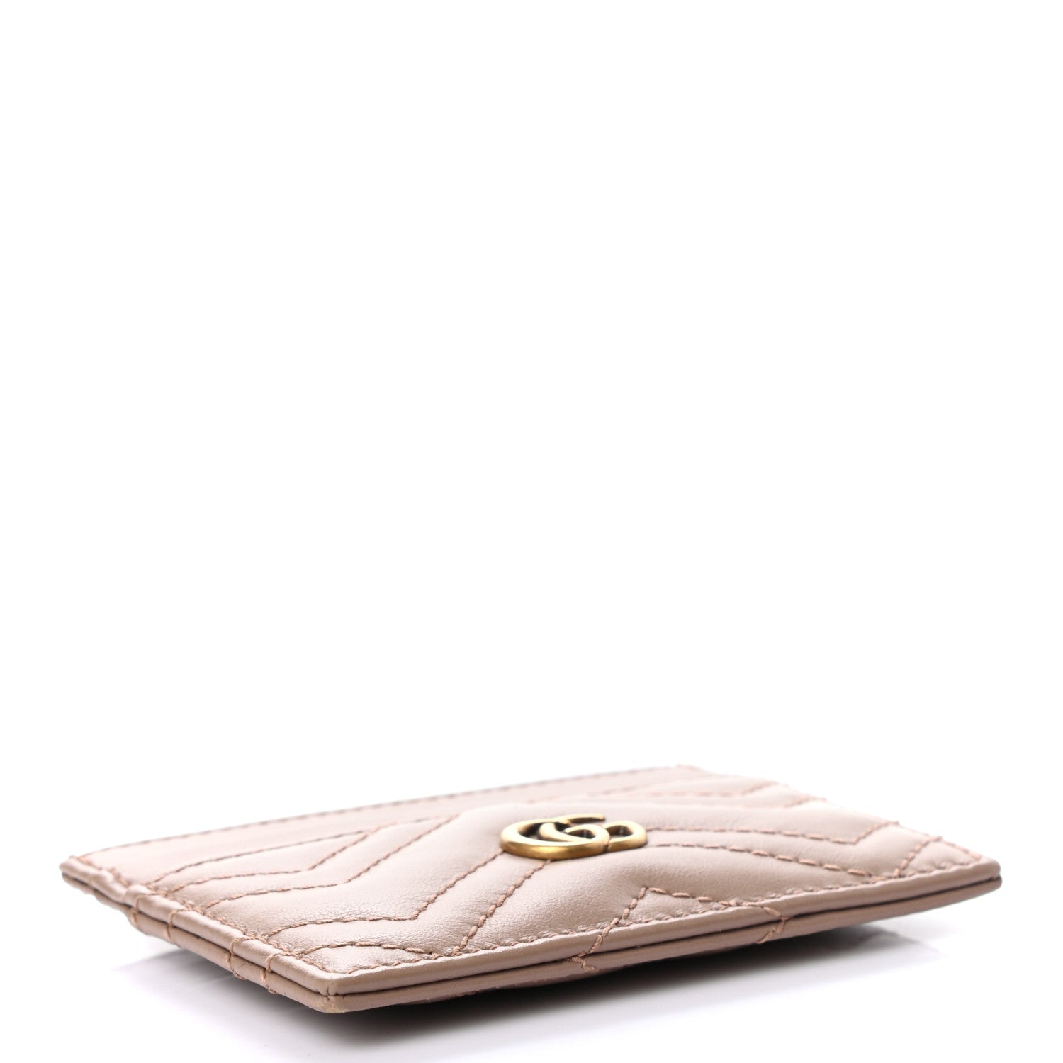 Gucci Calfskin Matelasse GG Marmont Card Holder Porcelain Rose 4 of 5