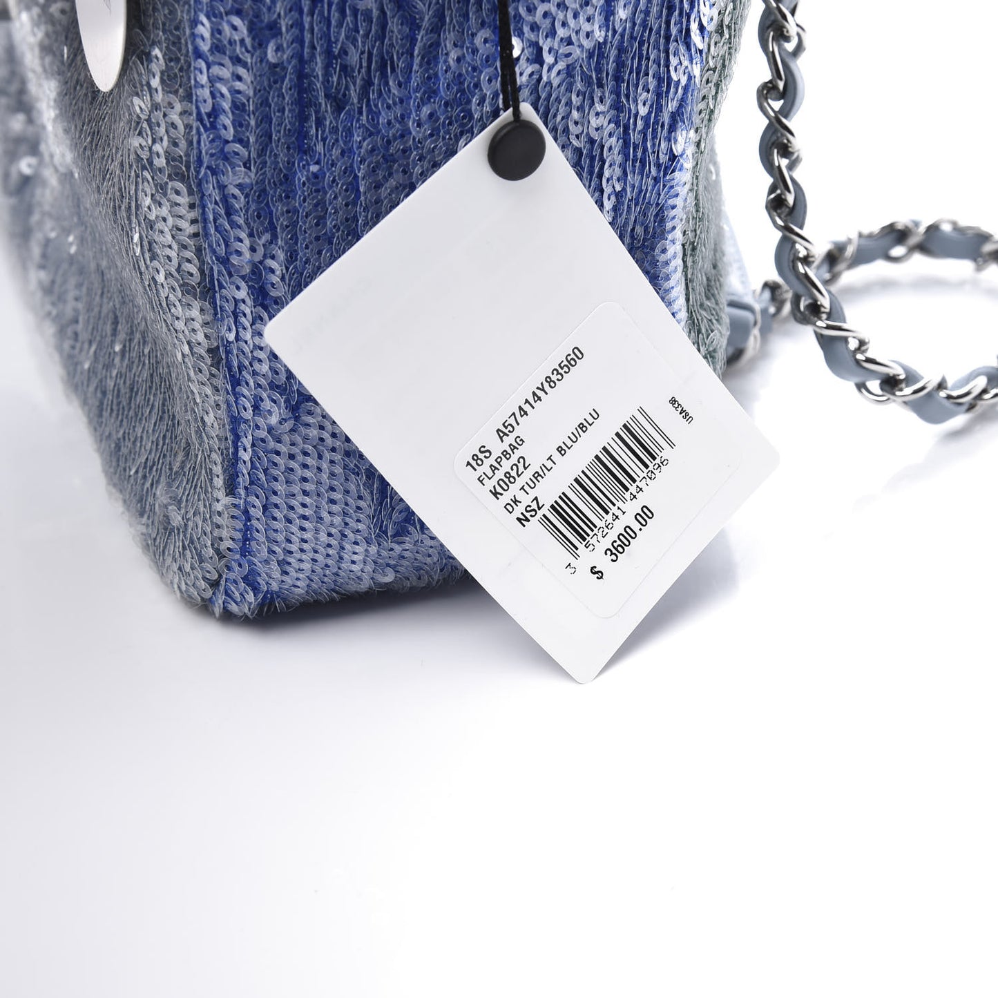 Sequin Large Waterfall Flap Light Blue