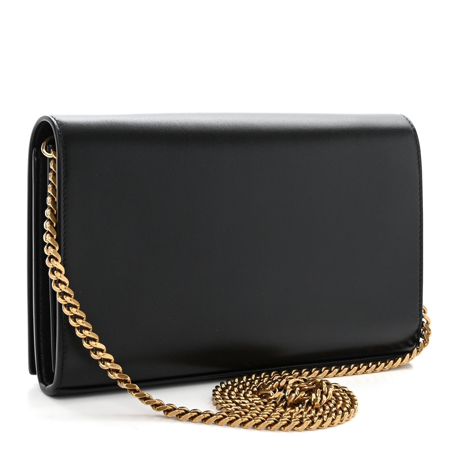 Smooth Calfskin Tri-Metal Cassandre Wallet On Chain WOC Black