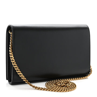 Saint Laurent Smooth Calfskin Tri-Metal Cassandre Wallet On Chain WOC Black 3 of 9