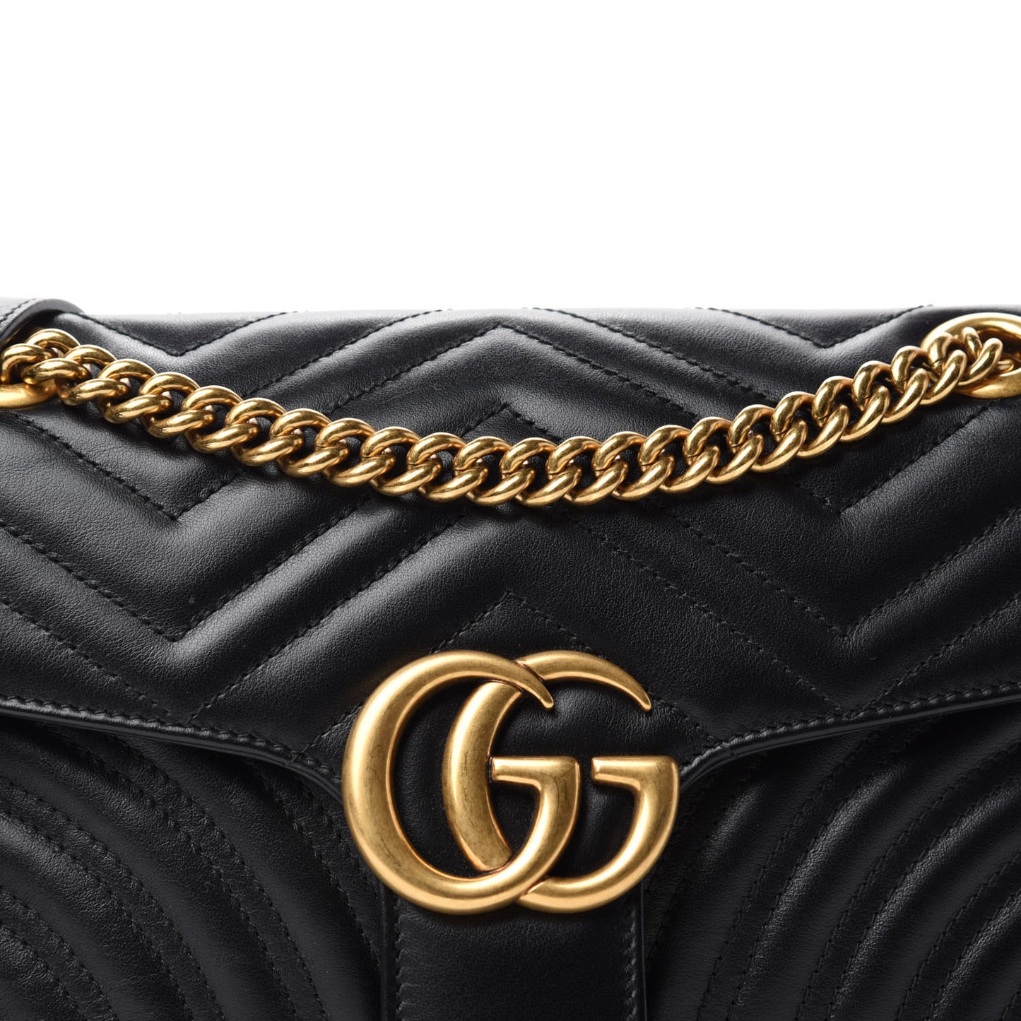 Calfskin Matelasse Small GG Marmont Shoulder Bag Black