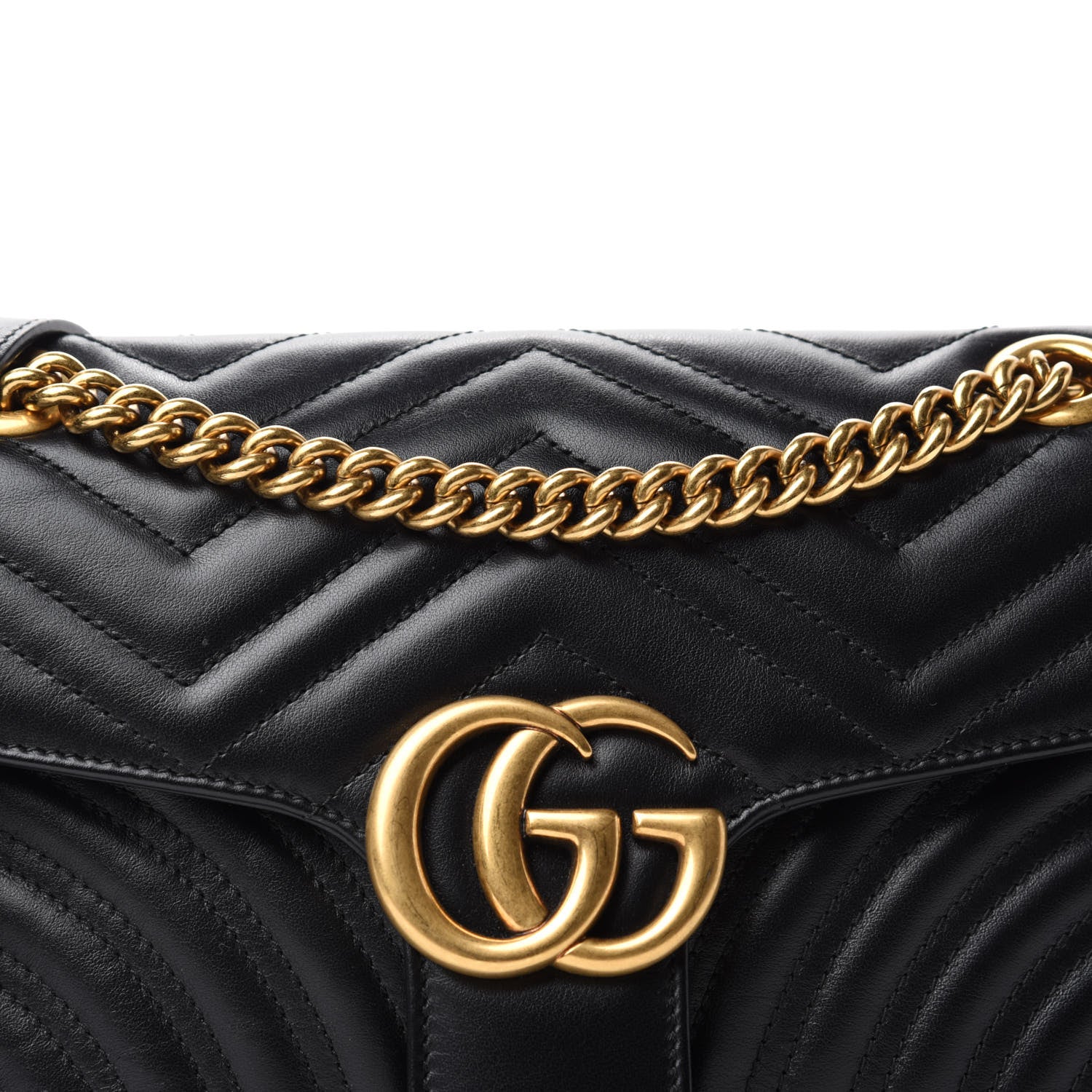 Gucci Calfskin Matelasse Small GG Marmont Shoulder Bag Black 10 of 10