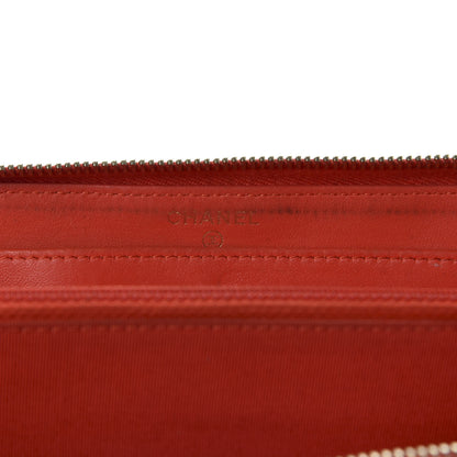 Chanel Lambskin Quilted Large Gusset Zip Around Wallet Red 9 of 12